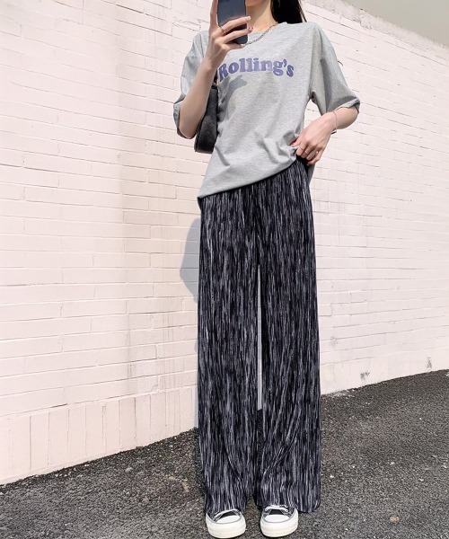 Miniministore(ミニミニストア)の「プリーツパンツ きれいめワイドパンツ春夏(スラックス・レディース・ブラック/ホワイト・M/L)」の4枚目の写真