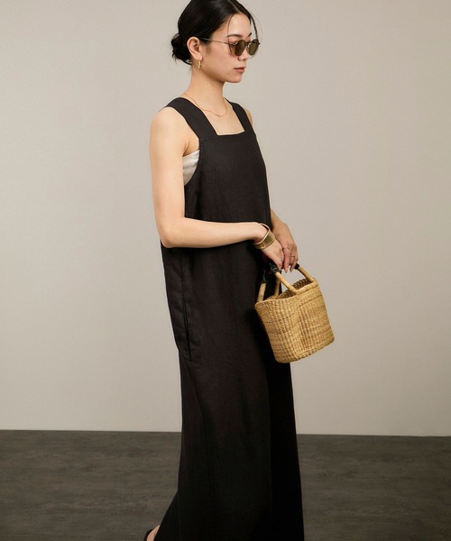 リネンツイルスクエアーネックジャンパースカート（ジャンパースカート