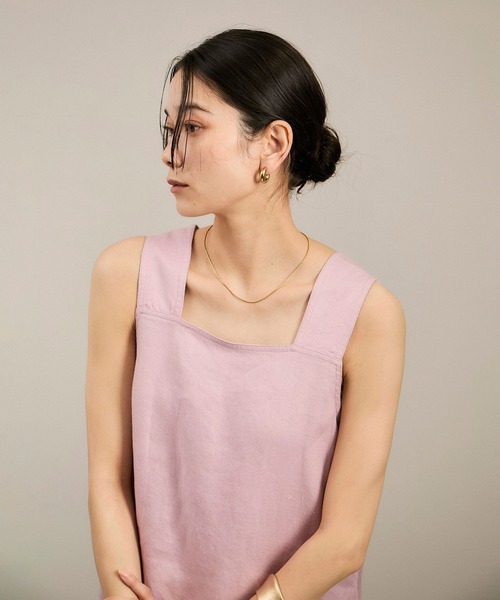 SALON リネンツイルスクエアーネックジャンパースカート リネンツイルスクエアーネックジャンパースカート（ジャンパー