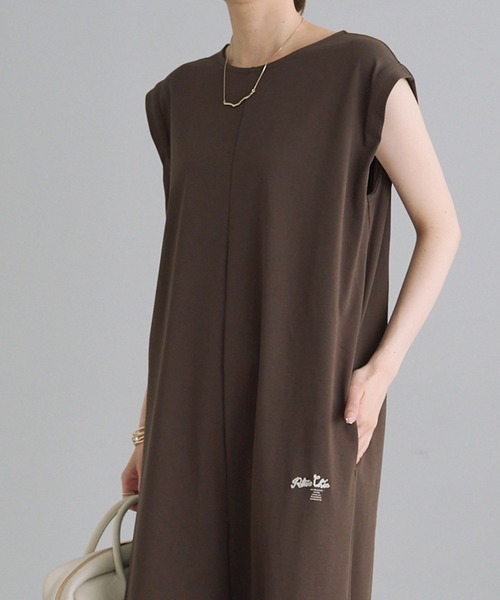 PUAL CE CIN(ピュアルセシン)の「接触冷感+抗菌カットソーオールインワン(つなぎ/オールインワン・レディース・ブラウン/ブラック・FREE)」の7枚目の写真