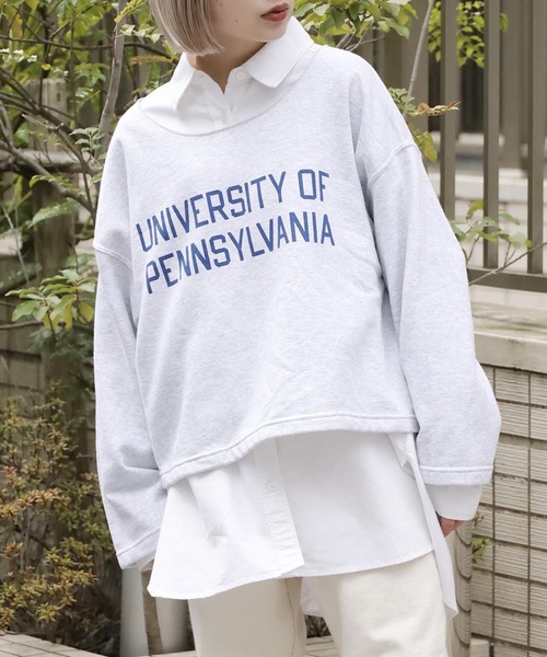 PENNEYS(ぺニーズ)の「PENNEYS/ペニーズ BASQUE PRINTED SWEAT トレーナー ショート丈 クルーネックスウェット(スウェット・メンズ・ブラック/ゴールド/ホワイト/ホワイト系その他/アッシュ・XL/L/XXL)」の1枚目の写真