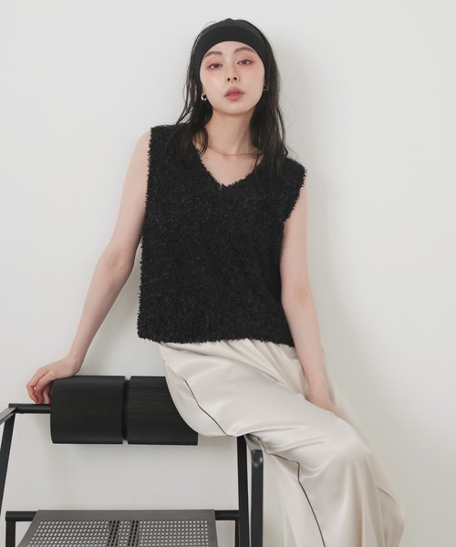 LIAN（リアン）の「サマーフェザーニットベスト（ベスト・レディース・ピンク/ベージュ/アイボリー/ブラック・FREE）」の20枚目の写真