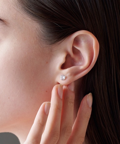 ALLURELLE(アリュレル)の「【ALLURELLE】silver925 キュービックジルコニアピアス L KNF-TP(ピアス(両耳用)・レディース・シルバー・L)」の1枚目の写真