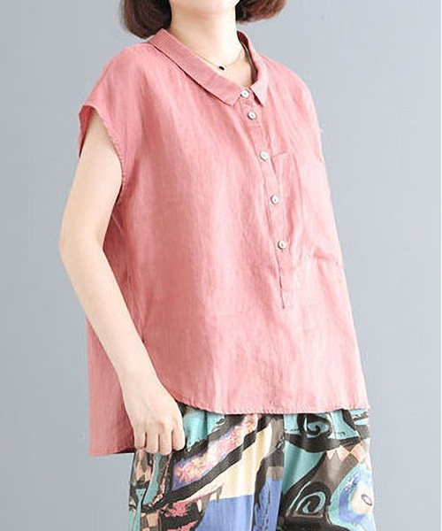 BLANC FICELLE(ブランフィセル)の「フレンチスリーブ シャツ(シャツ/ブラウス・レディース・グリーン/ピンク/イエロー・M/L/XL)」の1枚目の写真