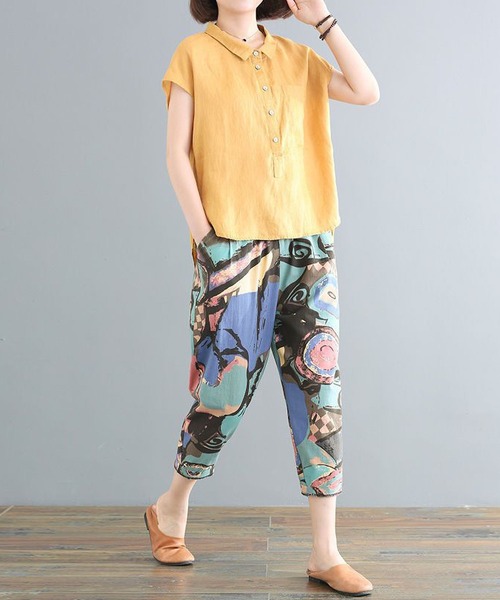 BLANC FICELLE(ブランフィセル)の「フレンチスリーブ シャツ(シャツ/ブラウス・レディース・グリーン/ピンク/イエロー・M/L/XL)」の9枚目の写真