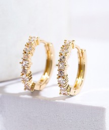 YU-KA:ジルコニアラインフープピアス zirconia line hoop pierce