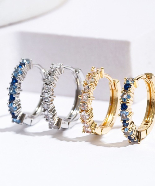 yu-ka(ユーカ)の「YU-KA:ジルコニアラインフープピアス zirconia line hoop pierce(ピアス(両耳用)・レディース・シルバー/シルバー系その他/ゴールド/ゴールド系その他・FREE)」の6枚目の写真