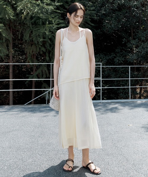 tageechita（タジチタ）の「【tageechita】レイヤードデザイン キャミワンピース（ワンピース・レディース・ライトベージュ・S/M/L）」の8枚目の写真