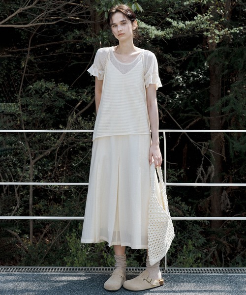 tageechita（タジチタ）の「【tageechita】レイヤードデザイン キャミワンピース（ワンピース・レディース・ライトベージュ・S/M/L）」の12枚目の写真