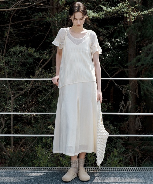 tageechita（タジチタ）の「【tageechita】レイヤードデザイン キャミワンピース（ワンピース・レディース・ライトベージュ・S/M/L）」の14枚目の写真