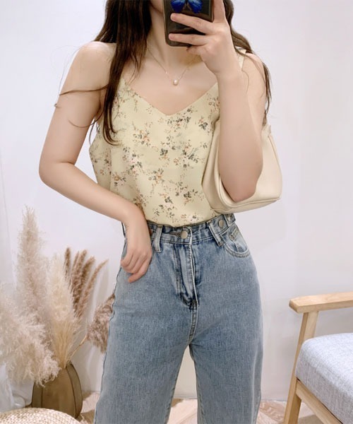 urge：（アージコロン ）の「【URGE：】花柄 Vネック キャミソール（キャミソール・レディース・イエロー/ホワイト/ブラック・X-LARGE/LARGE/MEDIUM/SMALL）」の9枚目の写真
