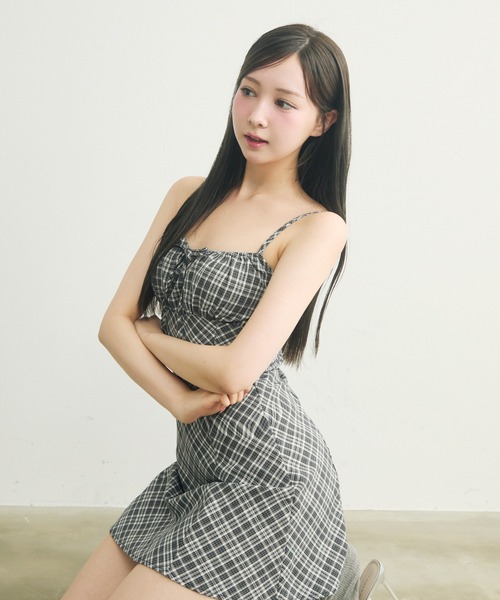 新品未使用◎ SOOR PLOOM チェックワンピース　8Y セール】 ギンガムチェック×デイジー ドッキングワンピース