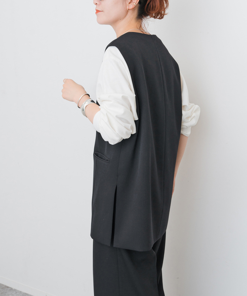 Spick & Span（スピックアンドスパン）の「TWカルゼVネックベスト（ベスト・レディース・ブラック/キャメル・36/38）」の9枚目の写真