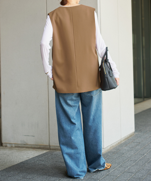 スピックアンドスパン　twカルゼVネック ベスト TWカルゼVネックベスト（ジレ）｜Spick and Span（スピック