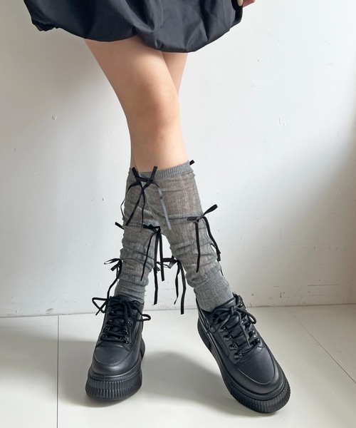 Shoes in Closet（シューズインクローゼット）の「+7.5㎝ 厚底 プラットフォーム インヒール サイドジップ スニーカー5951（スニーカー・レディース・ブラック×ブラック/ホワイト・LL/S/M/L）」の18枚目の写真