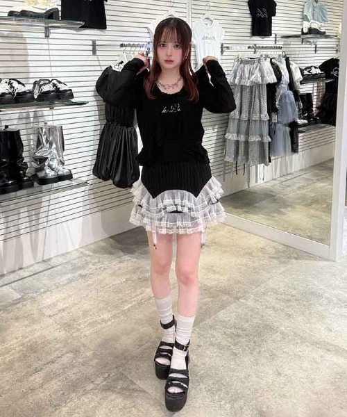 FickleBebe(フィクルベベ)の「スクエアガータースカート(スカート・レディース・ブラック/グレー・0/1)」の18枚目の写真