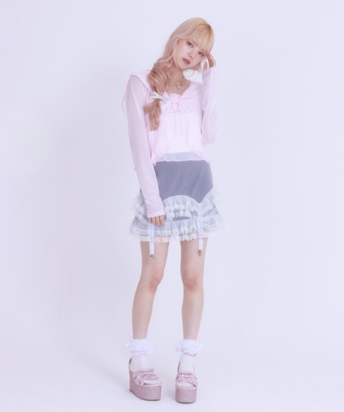 FickleBebe(フィクルベベ)の「スクエアガータースカート(スカート・レディース・ブラック/グレー・0/1)」の8枚目の写真