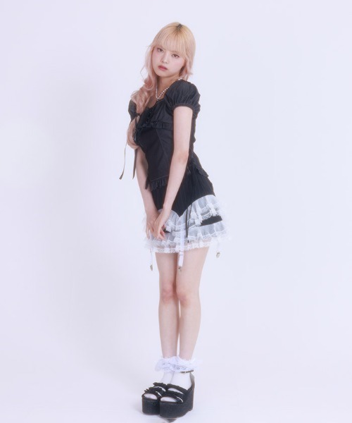 FickleBebe(フィクルベベ)の「スクエアガータースカート(スカート・レディース・ブラック/グレー・0/1)」の11枚目の写真