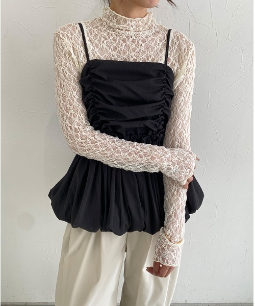 ECLAM(クラム)の「ストレッチレースロンT(Tシャツ/カットソー・レディース・アイボリー/ブラック・M)」の9枚目の写真