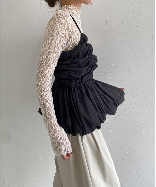 ECLAM(クラム)の「ストレッチレースロンT(Tシャツ/カットソー・レディース・アイボリー/ブラック・M)」の11枚目の写真
