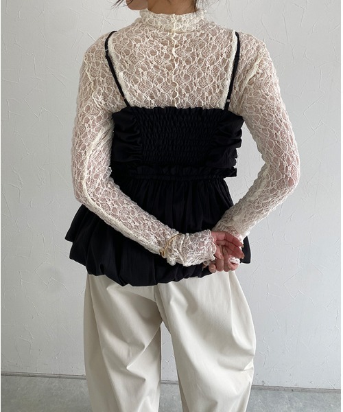 ECLAM(クラム)の「ストレッチレースロンT(Tシャツ/カットソー・レディース・アイボリー/ブラック・M)」の12枚目の写真