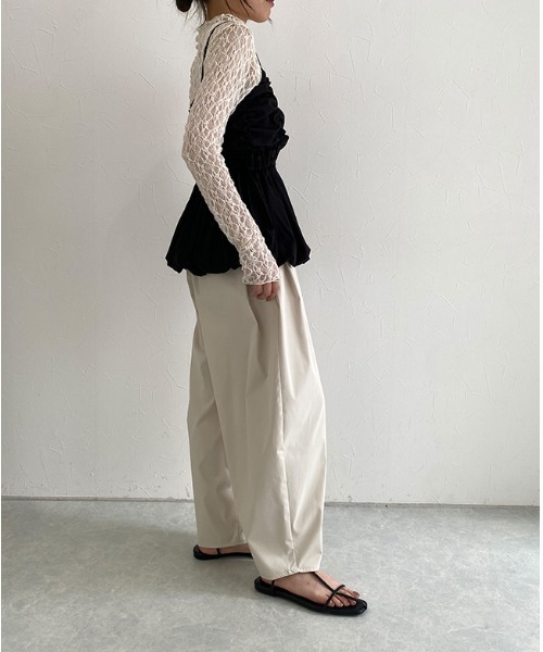 ECLAM(クラム)の「ストレッチレースロンT(Tシャツ/カットソー・レディース・アイボリー/ブラック・M)」の21枚目の写真