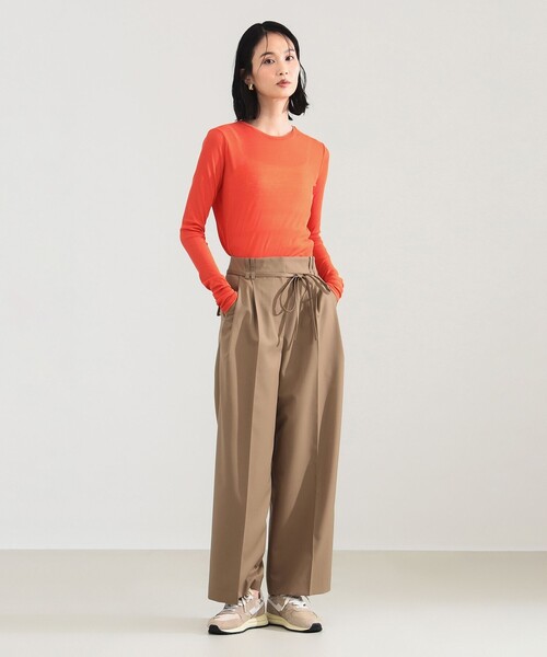 Demi-Luxe BEAMS(デミルクス ビームス)の「シアーコットン ロングスリーブT(Tシャツ/カットソー・レディース・チャコールグレー/ホワイト/オレンジ・ONE SIZE)」の7枚目の写真