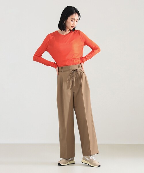 Demi-Luxe BEAMS(デミルクス ビームス)の「シアーコットン ロングスリーブT(Tシャツ/カットソー・レディース・チャコールグレー/ホワイト/オレンジ・ONE SIZE)」の8枚目の写真