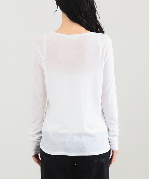 Demi-Luxe BEAMS(デミルクス ビームス)の「シアーコットン ロングスリーブT(Tシャツ/カットソー・レディース・チャコールグレー/ホワイト/オレンジ・ONE SIZE)」の13枚目の写真