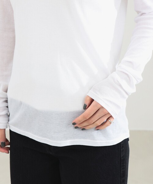 Demi-Luxe BEAMS(デミルクス ビームス)の「シアーコットン ロングスリーブT(Tシャツ/カットソー・レディース・チャコールグレー/ホワイト/オレンジ・ONE SIZE)」の16枚目の写真