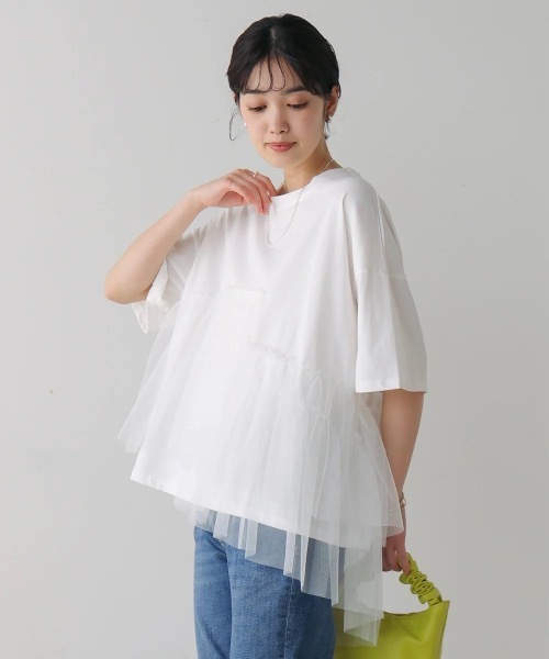 Bou Jeloud(ブージュルード)の「アシメチュールプルオーバー(Tシャツ/カットソー・レディース・ブラック/オフホワイト・FREE)」の12枚目の写真
