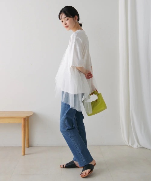 Bou Jeloud(ブージュルード)の「アシメチュールプルオーバー(Tシャツ/カットソー・レディース・ブラック/オフホワイト・FREE)」の15枚目の写真