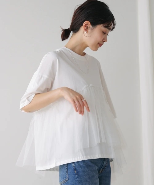 Bou Jeloud(ブージュルード)の「アシメチュールプルオーバー(Tシャツ/カットソー・レディース・ブラック/オフホワイト・FREE)」の16枚目の写真