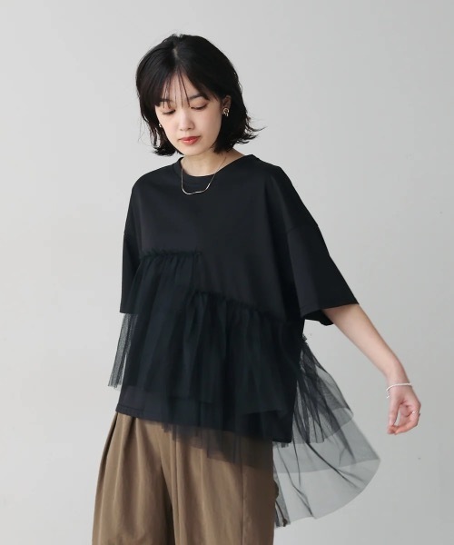 Bou Jeloud(ブージュルード)の「アシメチュールプルオーバー(Tシャツ/カットソー・レディース・ブラック/オフホワイト・FREE)」の22枚目の写真