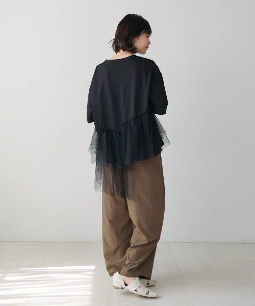 Bou Jeloud(ブージュルード)の「アシメチュールプルオーバー(Tシャツ/カットソー・レディース・ブラック/オフホワイト・FREE)」の5枚目の写真