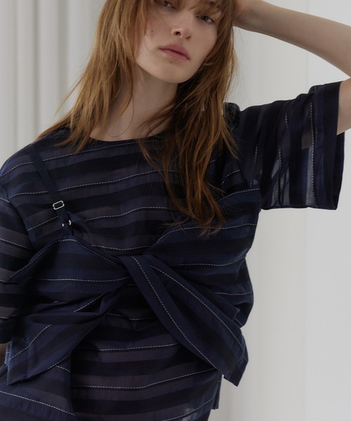 ルシェルブルー　Deformable Geometric Sheer TOP LE CIEL BLEU tシャツ Tシャツ ディフォーマブルジオメトリック