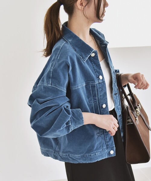 セール】quaranciel:〈洗濯機可能〉コットン ベロア インディゴ