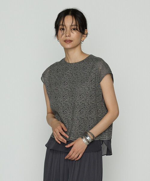 K.T KIYOKO TAKASE(キヨコタカセ)の「リネンコードレース レイヤード風ブラウス(シャツ/ブラウス・レディース・ネイビー/チャコール・7号/9号)」の7枚目の写真