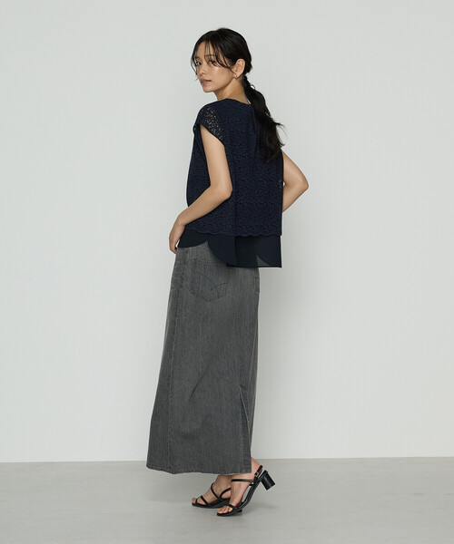 K.T KIYOKO TAKASE(キヨコタカセ)の「リネンコードレース レイヤード風ブラウス(シャツ/ブラウス・レディース・ネイビー/チャコール・7号/9号)」の9枚目の写真