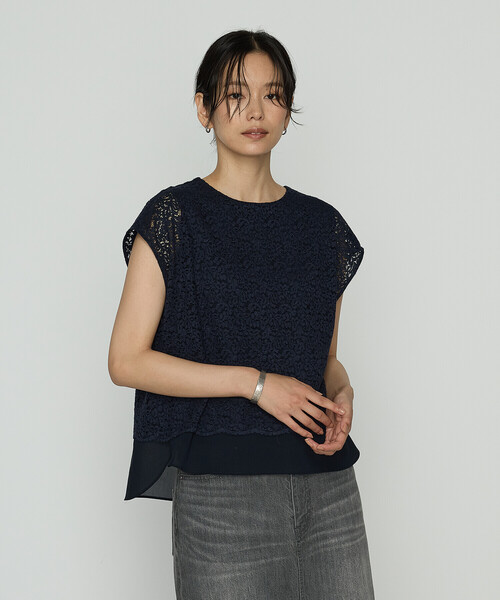 K.T KIYOKO TAKASE(キヨコタカセ)の「リネンコードレース レイヤード風ブラウス(シャツ/ブラウス・レディース・ネイビー/チャコール・7号/9号)」の10枚目の写真