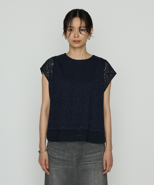 K.T KIYOKO TAKASE(キヨコタカセ)の「リネンコードレース レイヤード風ブラウス(シャツ/ブラウス・レディース・ネイビー/チャコール・7号/9号)」の12枚目の写真