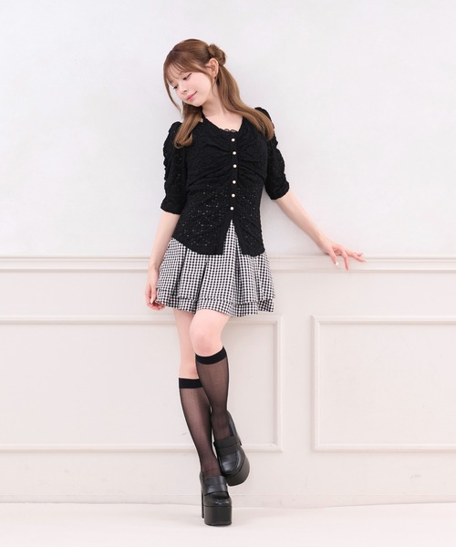 apres jour(アプレジュール)の「レイヤード風レーストップス(Tシャツ/カットソー・レディース・ブラック/オフホワイト・X-LARGE/フリー)」の10枚目の写真