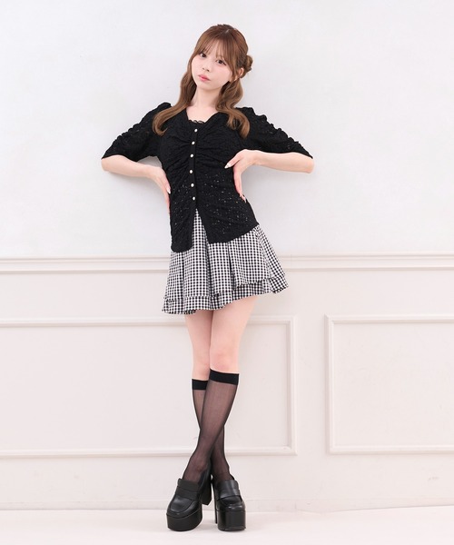 apres jour(アプレジュール)の「レイヤード風レーストップス(Tシャツ/カットソー・レディース・ブラック/オフホワイト・X-LARGE/フリー)」の11枚目の写真