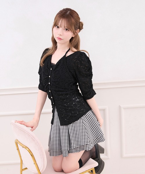 apres jour(アプレジュール)の「レイヤード風レーストップス(Tシャツ/カットソー・レディース・ブラック/オフホワイト・X-LARGE/フリー)」の9枚目の写真