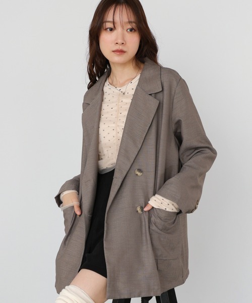 Bab（バブ）の「バックリボンダブルジャケット（テーラードジャケット・レディース・グレイッシュベージュ/モカ/ブラック・M）」の3枚目の写真