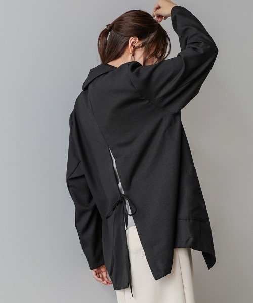 Bab（バブ）の「バックリボンダブルジャケット（テーラードジャケット・レディース・グレイッシュベージュ/モカ/ブラック・M）」の2枚目の写真