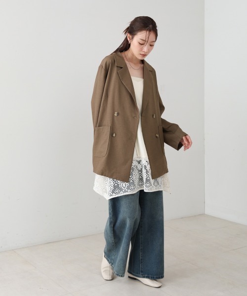 Bab（バブ）の「バックリボンダブルジャケット（テーラードジャケット・レディース・グレイッシュベージュ/モカ/ブラック・M）」の6枚目の写真