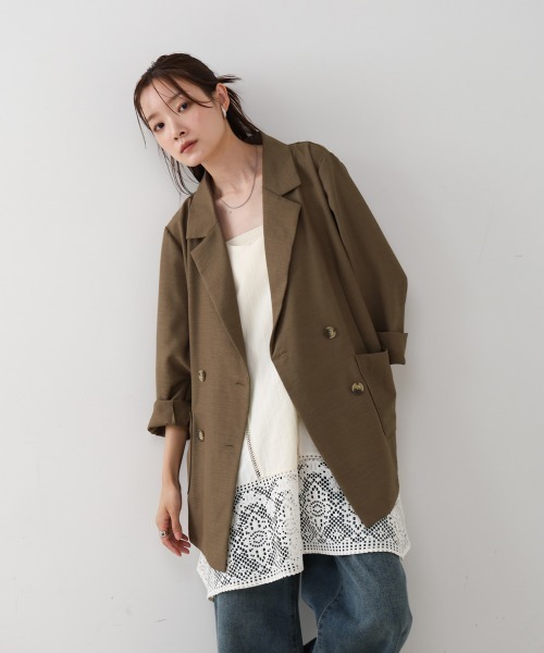 Bab（バブ）の「バックリボンダブルジャケット（テーラードジャケット・レディース・グレイッシュベージュ/モカ/ブラック・M）」の7枚目の写真