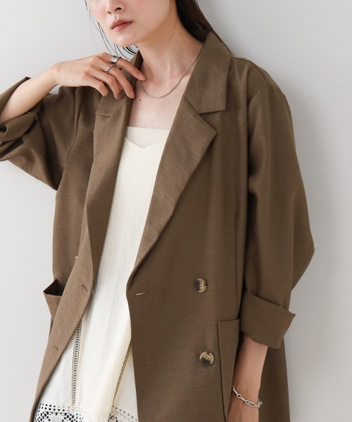 Bab（バブ）の「バックリボンダブルジャケット（テーラードジャケット・レディース・グレイッシュベージュ/モカ/ブラック・M）」の8枚目の写真