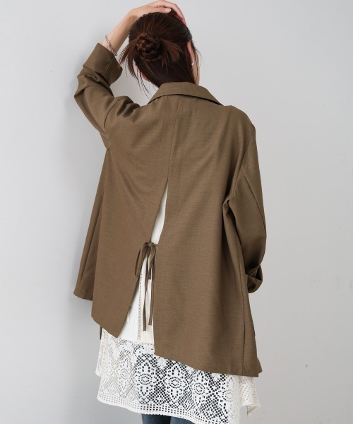 Bab（バブ）の「バックリボンダブルジャケット（テーラードジャケット・レディース・グレイッシュベージュ/モカ/ブラック・M）」の9枚目の写真